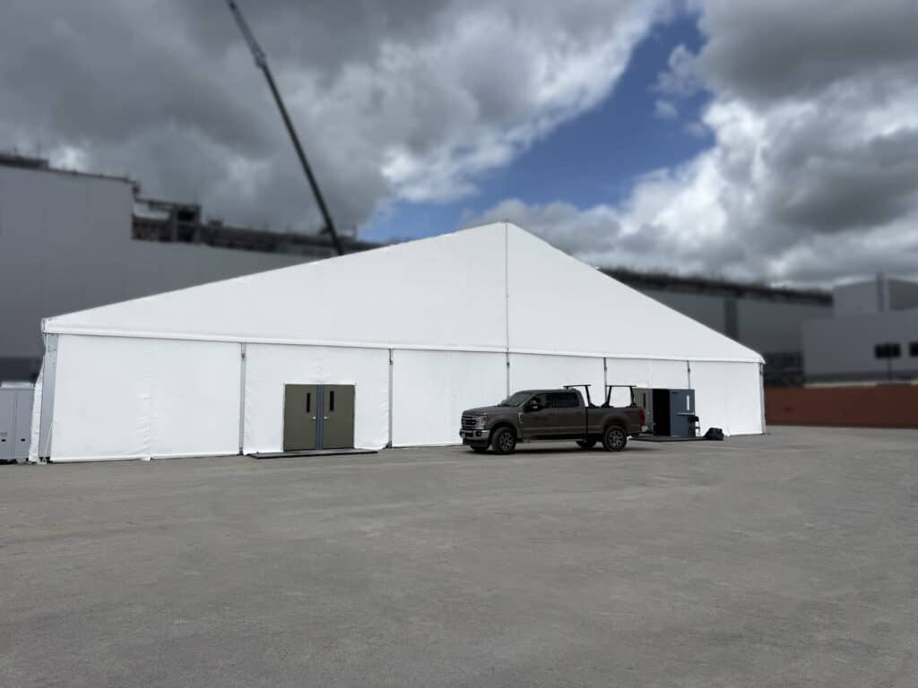 Outside of a Total Tent Solutions lunch tent rental.